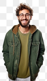 PNG Authentic caucasian bearded man with glasses of toothy smiling dressed casual portrait jacket adult. AI generated Image by rawpixel.