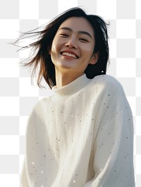 PNG Vietnamese woman outdoors sweater smile. AI generated Image by rawpixel.