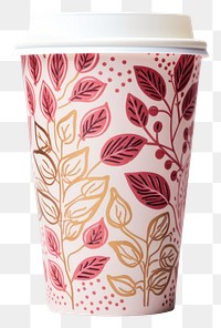 PNG Coffee paper cup pink mug refreshment. AI generated Image by rawpixel.
