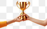 PNG  Hands holding trophy togetherness achievement happiness. AI generated Image by rawpixel.
