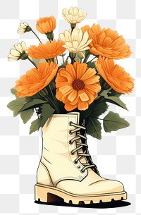 PNG Flower inside boots footwear plant shoe. AI generated Image by rawpixel.