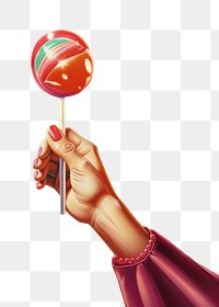 PNG Hand holding a lolipop lollipop art confectionery. AI generated Image by rawpixel.