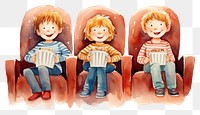 PNG  Three children sat watching a movie furniture popcorn chair. AI generated Image by rawpixel.