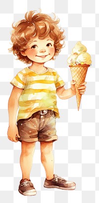 PNG  Boy wearing a brightly standing dessert cartoon. AI generated Image by rawpixel.