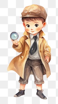 PNG  Detective portrait standing figurine. AI generated Image by rawpixel.