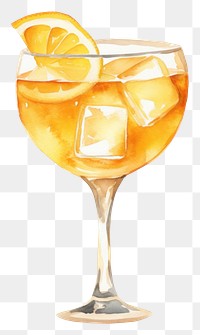 PNG Minimal cute cocktail drink fruit glass. 