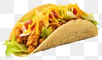 PNG Taco mexican food dish white background. 