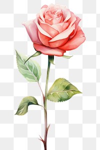 PNG A rose flower plant white background. AI generated Image by rawpixel.