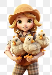 PNG A female farmer animal bird cute. AI generated Image by rawpixel.