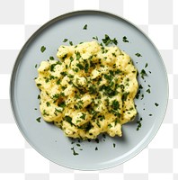 PNG  Scrambled egg topped with black pepper plate food meal. AI generated Image by rawpixel.