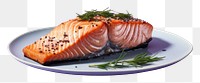 PNG  Grilled salmon seafood plate meat. AI generated Image by rawpixel.