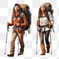 PNG 2 mountain hikers backpacking adventure footwear. AI generated Image by rawpixel.