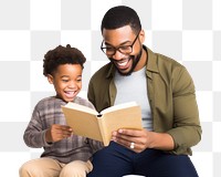 PNG A father reading publication child. AI generated Image by rawpixel.