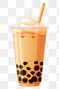 PNG  A caramel bubble tea drink refreshment disposable. AI generated Image by rawpixel.