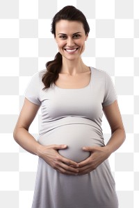 PNG A happy woman with touching her belly pregnant portrait stomach. AI generated Image by rawpixel.
