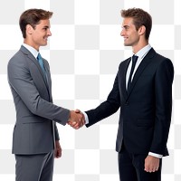 PNG Businessmen making handshake with partner greeting adult white background. 