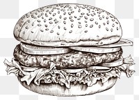 PNG Monochrome hamburger vegetable freshness. AI generated Image by rawpixel.