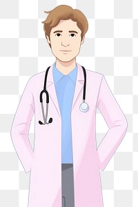 PNG Doctor cartoon stethoscope physician. AI generated Image by rawpixel.