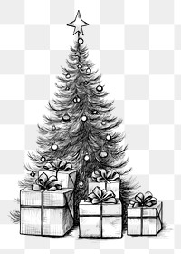 PNG Minimal christmas tree sketch plant white. AI generated Image by rawpixel.