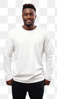 PNG  African american man standing t-shirt sweatshirt sleeve. 