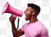 PNG African american using megaphone adult performance technology. AI generated Image by rawpixel.