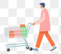 PNG Man shopping consumerism supermarket groceries. AI generated Image by rawpixel.