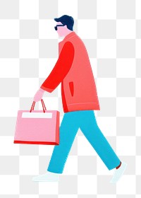 PNG Man shopping handbag walking consumerism. AI generated Image by rawpixel.