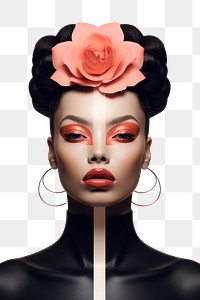 PNG Girl power portrait flower adult. AI generated Image by rawpixel.