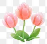 PNG Simple tulip flowers and a green bush plant white background inflorescence. 