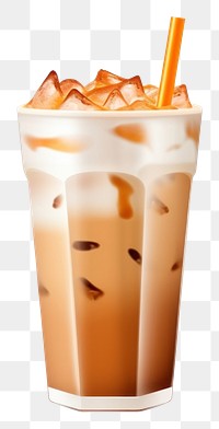 PNG Thai ice tea milkshake drink white background. AI generated Image by rawpixel.