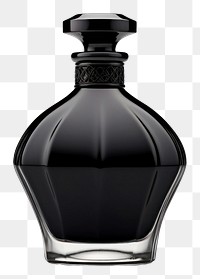 PNG Black simple perfume bottle glass white background refreshment. AI generated Image by rawpixel.