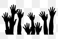 PNG  Cheering hands silhouette clip art backgrounds monochrome gesturing.