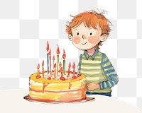PNG Kid blow birthday cake drawing dessert sketch. AI generated Image by rawpixel.