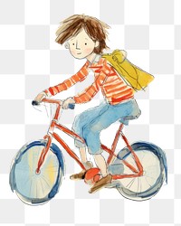 PNG Kid ride a bicycle vehicle cycling drawing. 