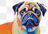 PNG Pug wear glass painting animal mammal. AI generated Image by rawpixel.