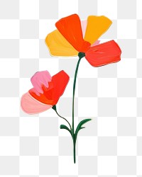 PNG Simple flower with lawn on hill painting plant art. AI generated Image by rawpixel.