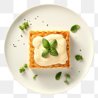 PNG  Delicious lasagna plate food cheesecake. AI generated Image by rawpixel.