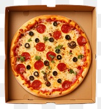 PNG  Delicious pizza box food mozzarella pepperoni. 