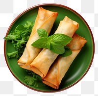 PNG  Delicious spring rolls plate food vegetable. AI generated Image by rawpixel.
