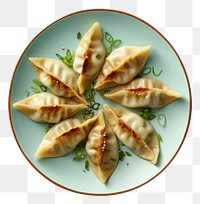 PNG Gyoza dumpling plate food. 