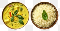 PNG  Thai green curry and the other half rice yellow food meal. AI generated Image by rawpixel.