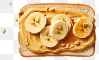 PNG  Sandwich with peanut butter and slice of bananas on top bread food breakfast. AI generated Image by rawpixel.
