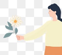 PNG Women holding flower hand drawing cartoon. AI generated Image by rawpixel.