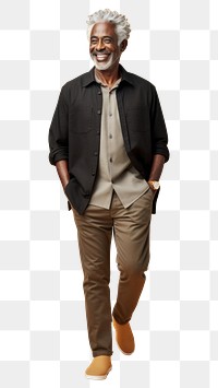 PNG A black senior standing portrait adult. AI generated Image by rawpixel.