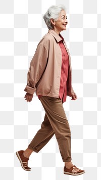 PNG Senior woman portrait walking adult. AI generated Image by rawpixel.