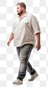 PNG Chubby man walking adult white. 