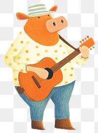 PNG Cow playing guiter guitar white background representation. AI generated Image by rawpixel.