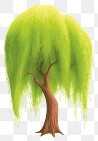 PNG Cartoon willow tree plant white background tranquility. 