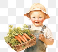 PNG Farmer holding a basket of carrots vegetable portrait plant. AI generated Image by rawpixel.