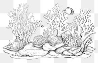 PNG Coral reef drawing sketch doodle. AI generated Image by rawpixel.